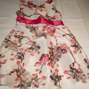 Beautiful cherry blossom and pansy print dress